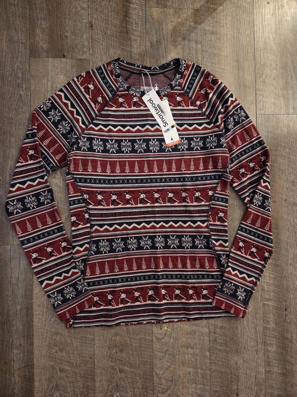 Smartwool Red and Navy Fair Isle Crewneck Sweater BRAND NEW W TAGS